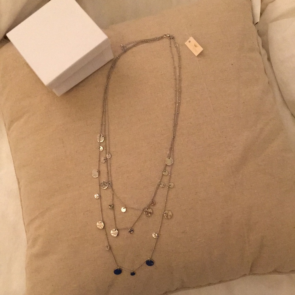 kittsona layered silver long necklace